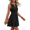 image:imageBTFBM Mini Dresses for Women 2026 Summer Sleeveless V Neck Elastic Waist Beach Vacation Sundress Boho Casual Dress PocketsBlack