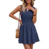 image:imageBTFBM Mini Dresses for Women 2026 Summer Sleeveless V Neck Elastic Waist Beach Vacation Sundress Boho Casual Dress PocketsNavy Blue