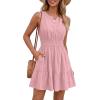 image:imageBTFBM Mini Dresses for Women 2026 Summer Sleeveless V Neck Elastic Waist Beach Vacation Sundress Boho Casual Dress PocketsPink