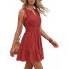 image:imageBTFBM Mini Dresses for Women 2026 Summer Sleeveless V Neck Elastic Waist Beach Vacation Sundress Boho Casual Dress PocketsRed