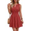 image:imageBTFBM Mini Dresses for Women 2026 Summer Sleeveless V Neck Elastic Waist Beach Vacation Sundress Boho Casual Dress PocketsRed