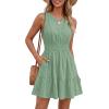 image:imageBTFBM Mini Dresses for Women 2026 Summer Sleeveless V Neck Elastic Waist Beach Vacation Sundress Boho Casual Dress PocketsSage Green