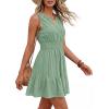 image:imageBTFBM Mini Dresses for Women 2026 Summer Sleeveless V Neck Elastic Waist Beach Vacation Sundress Boho Casual Dress PocketsSage Green