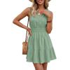 image:imageBTFBM Mini Dresses for Women 2026 Summer Sleeveless V Neck Elastic Waist Beach Vacation Sundress Boho Casual Dress PocketsSage Green