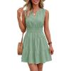 image:imageBTFBM Mini Dresses for Women 2026 Summer Sleeveless V Neck Elastic Waist Beach Vacation Sundress Boho Casual Dress PocketsSage Green