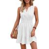 image:imageBTFBM Mini Dresses for Women 2026 Summer Sleeveless V Neck Elastic Waist Beach Vacation Sundress Boho Casual Dress PocketsWhite