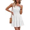 image:imageBTFBM Mini Dresses for Women 2026 Summer Sleeveless V Neck Elastic Waist Beach Vacation Sundress Boho Casual Dress PocketsWhite