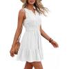 image:imageBTFBM Mini Dresses for Women 2026 Summer Sleeveless V Neck Elastic Waist Beach Vacation Sundress Boho Casual Dress PocketsWhite