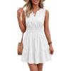 image:imageBTFBM Mini Dresses for Women 2026 Summer Sleeveless V Neck Elastic Waist Beach Vacation Sundress Boho Casual Dress PocketsWhite