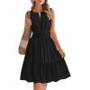 image:imageBTFBM Mini Dresses for Women 2026 Summer Sleeveless V Neck Elastic Waist Beach Vacation Sundress Boho Casual Dress PocketsBlack