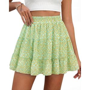 image:imageBTFBM Summer Skirts for Women 2026 High Waist Flowy Shorts Underneath Boho Tiered Floral Tennis Skorts Casual Mini SkirtFloral Green Yellow
