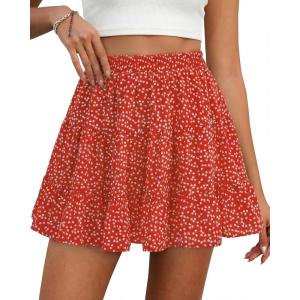 image:imageBTFBM Summer Skirts for Women 2026 High Waist Flowy Shorts Underneath Boho Tiered Floral Tennis Skorts Casual Mini SkirtFloral Red White
