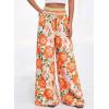 image:imageBTFBM Floral Wide Leg Pants Woman Spring Summer 2026 Smocked Elastic Waist Long Pant Resort Wear Beach Vacation OutfitsBeige