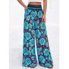 image:imageBTFBM Floral Wide Leg Pants Woman Spring Summer 2026 Smocked Elastic Waist Long Pant Resort Wear Beach Vacation OutfitsBlack