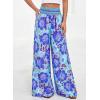 image:imageBTFBM Floral Wide Leg Pants Woman Spring Summer 2026 Smocked Elastic Waist Long Pant Resort Wear Beach Vacation OutfitsBlue