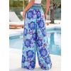 image:imageBTFBM Floral Wide Leg Pants Woman Spring Summer 2026 Smocked Elastic Waist Long Pant Resort Wear Beach Vacation OutfitsBlue