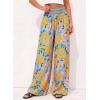image:imageBTFBM Floral Wide Leg Pants Woman Spring Summer 2026 Smocked Elastic Waist Long Pant Resort Wear Beach Vacation OutfitsLight Blue