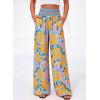 image:imageBTFBM Floral Wide Leg Pants Woman Spring Summer 2026 Smocked Elastic Waist Long Pant Resort Wear Beach Vacation OutfitsLight Blue