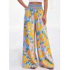 image:imageBTFBM Floral Wide Leg Pants Woman Spring Summer 2026 Smocked Elastic Waist Long Pant Resort Wear Beach Vacation OutfitsLight Blue