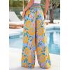 image:imageBTFBM Floral Wide Leg Pants Woman Spring Summer 2026 Smocked Elastic Waist Long Pant Resort Wear Beach Vacation OutfitsLight Blue