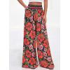 image:imageBTFBM Floral Wide Leg Pants Woman Spring Summer 2026 Smocked Elastic Waist Long Pant Resort Wear Beach Vacation OutfitsNavy Blue