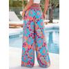 image:imageBTFBM Floral Wide Leg Pants Woman Spring Summer 2026 Smocked Elastic Waist Long Pant Resort Wear Beach Vacation OutfitsOrange
