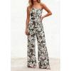 image:imageBTFBM Jumpsuits For Women Casual 2026 Floral Strapless Jumpsuit Wide Leg Rompers Beach Vacation Clothes Summer OutfitsFloral Army Green Beige