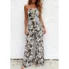 image:imageBTFBM Jumpsuits For Women Casual 2026 Floral Strapless Jumpsuit Wide Leg Rompers Beach Vacation Clothes Summer OutfitsFloral Army Green Beige