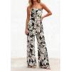image:imageBTFBM Jumpsuits For Women Casual 2026 Floral Strapless Jumpsuit Wide Leg Rompers Beach Vacation Clothes Summer OutfitsFloral Black Beige