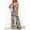 image:imageBTFBM Jumpsuits For Women Casual 2026 Floral Strapless Jumpsuit Wide Leg Rompers Beach Vacation Clothes Summer OutfitsFloral Black Beige