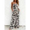 image:imageBTFBM Jumpsuits For Women Casual 2026 Floral Strapless Jumpsuit Wide Leg Rompers Beach Vacation Clothes Summer OutfitsFloral Black Beige