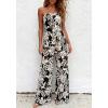 image:imageBTFBM Jumpsuits For Women Casual 2026 Floral Strapless Jumpsuit Wide Leg Rompers Beach Vacation Clothes Summer OutfitsFloral Black Beige