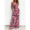image:imageBTFBM Jumpsuits For Women Casual 2026 Floral Strapless Jumpsuit Wide Leg Rompers Beach Vacation Clothes Summer OutfitsFloral Black Pink