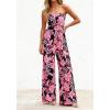 image:imageBTFBM Jumpsuits For Women Casual 2026 Floral Strapless Jumpsuit Wide Leg Rompers Beach Vacation Clothes Summer OutfitsFloral Black Pink
