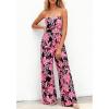 image:imageBTFBM Jumpsuits For Women Casual 2026 Floral Strapless Jumpsuit Wide Leg Rompers Beach Vacation Clothes Summer OutfitsFloral Black Pink