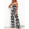 image:imageBTFBM Jumpsuits For Women Casual 2026 Floral Strapless Jumpsuit Wide Leg Rompers Beach Vacation Clothes Summer OutfitsFloral Black White
