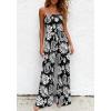 image:imageBTFBM Jumpsuits For Women Casual 2026 Floral Strapless Jumpsuit Wide Leg Rompers Beach Vacation Clothes Summer OutfitsFloral Black White