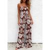 image:imageBTFBM Jumpsuits For Women Casual 2026 Floral Strapless Jumpsuit Wide Leg Rompers Beach Vacation Clothes Summer OutfitsFloral Brown White