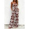 image:imageBTFBM Jumpsuits For Women Casual 2026 Floral Strapless Jumpsuit Wide Leg Rompers Beach Vacation Clothes Summer OutfitsFloral Brown White