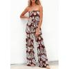 image:imageBTFBM Jumpsuits For Women Casual 2026 Floral Strapless Jumpsuit Wide Leg Rompers Beach Vacation Clothes Summer OutfitsFloral Brown White