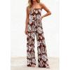 image:imageBTFBM Jumpsuits For Women Casual 2026 Floral Strapless Jumpsuit Wide Leg Rompers Beach Vacation Clothes Summer OutfitsFloral Brown White