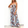 image:imageBTFBM Jumpsuits For Women Casual 2026 Floral Strapless Jumpsuit Wide Leg Rompers Beach Vacation Clothes Summer OutfitsFloral Brown White Blue
