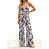 image:imageBTFBM Jumpsuits For Women Casual 2026 Floral Strapless Jumpsuit Wide Leg Rompers Beach Vacation Clothes Summer OutfitsFloral Brown White Blue