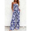 image:imageBTFBM Jumpsuits For Women Casual 2026 Floral Strapless Jumpsuit Wide Leg Rompers Beach Vacation Clothes Summer OutfitsFloral Dark Blue White