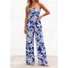 image:imageBTFBM Jumpsuits For Women Casual 2026 Floral Strapless Jumpsuit Wide Leg Rompers Beach Vacation Clothes Summer OutfitsFloral Dark Blue White