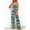 image:imageBTFBM Jumpsuits For Women Casual 2026 Floral Strapless Jumpsuit Wide Leg Rompers Beach Vacation Clothes Summer OutfitsFloral Dark Green White