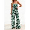 image:imageBTFBM Jumpsuits For Women Casual 2026 Floral Strapless Jumpsuit Wide Leg Rompers Beach Vacation Clothes Summer OutfitsFloral Dark Green White