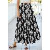 image:imageBTFBM Long Skirts for Women Summer 2026 Elastic High Waist Flowy A Line Casual Boho Tiered Floral Maxi Skirt PocketsBlack White Flower