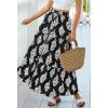 image:imageBTFBM Long Skirts for Women Summer 2026 Elastic High Waist Flowy A Line Casual Boho Tiered Floral Maxi Skirt PocketsBlack White Flower