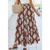 image:imageBTFBM Long Skirts for Women Summer 2026 Elastic High Waist Flowy A Line Casual Boho Tiered Floral Maxi Skirt PocketsBrown White Flower